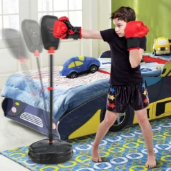 95-126 cm Höhenverstellbares Boxset Stehend Punchingball Standboxsack für Kinder ab 5 J.