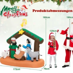 180 cm hohe Aufblasbare Weihnachtsdekoration Nachstellung der Geburt Jesu mit LED-Lichter