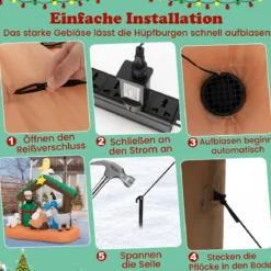 180 cm hohe Aufblasbare Weihnachtsdekoration Nachstellung der Geburt Jesu mit LED-Lichter