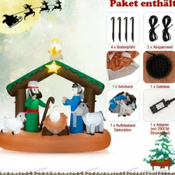 180 cm hohe Aufblasbare Weihnachtsdekoration Nachstellung der Geburt Jesu mit LED-Lichter