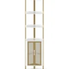 170 cm Hoh Eckregal mit Schrank & Türen & Metallrahmen Freistehendes Bücherregal Weiß