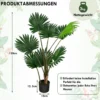 120 cm Hohe Fächerpalme Künstliche Tropische Palme mit Zementtopf & 8 Große Blätter