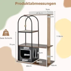 118 cm hohe Katzenbaum-Turm mit Metallrahmen Klettermöbel für Katzen