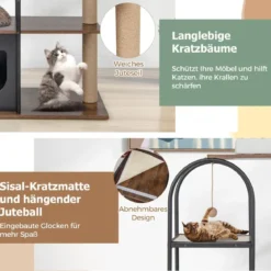 118 cm hohe Katzenbaum-Turm mit Metallrahmen Klettermöbel für Katzen