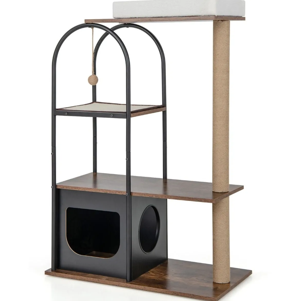 118 cm hohe Katzenbaum-Turm mit Metallrahmen Klettermöbel für Katzen