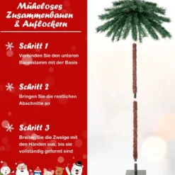 183 cm hohe künstliche Palme mit PVC-Zweigspitzen beleuchteter Kunstbaum für Weihnachten Grün