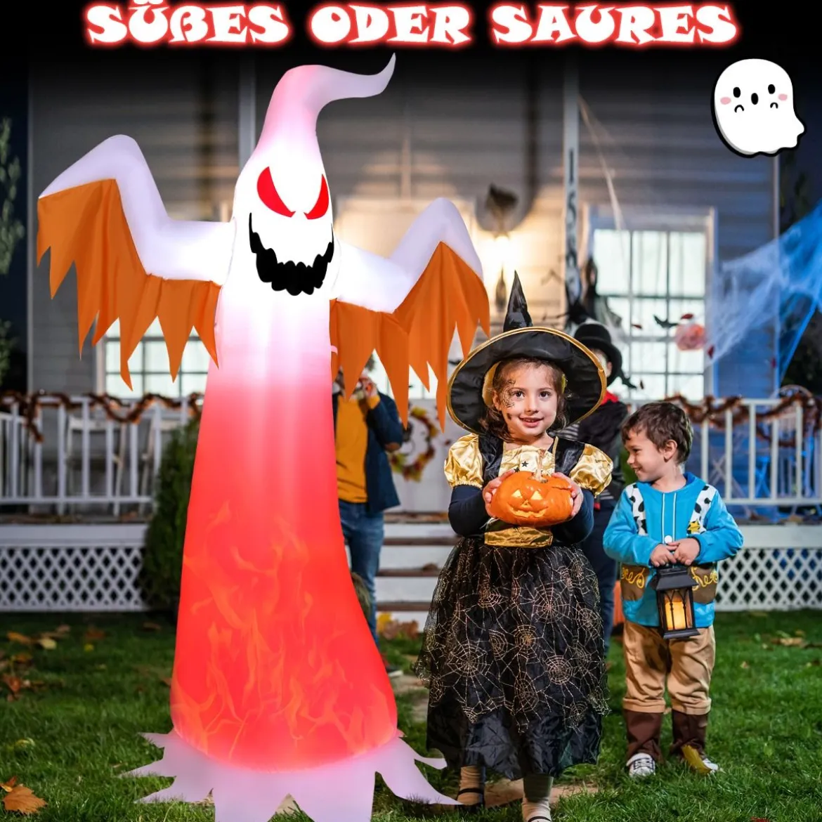 180cm hoher aufblasbarer Geist für Halloween aufblasbare Halloween-Dekoration mit leuchtend LED-Lichtern