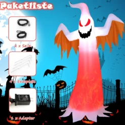 180cm hoher aufblasbarer Geist für Halloween aufblasbare Halloween-Dekoration mit leuchtend LED-Lichtern