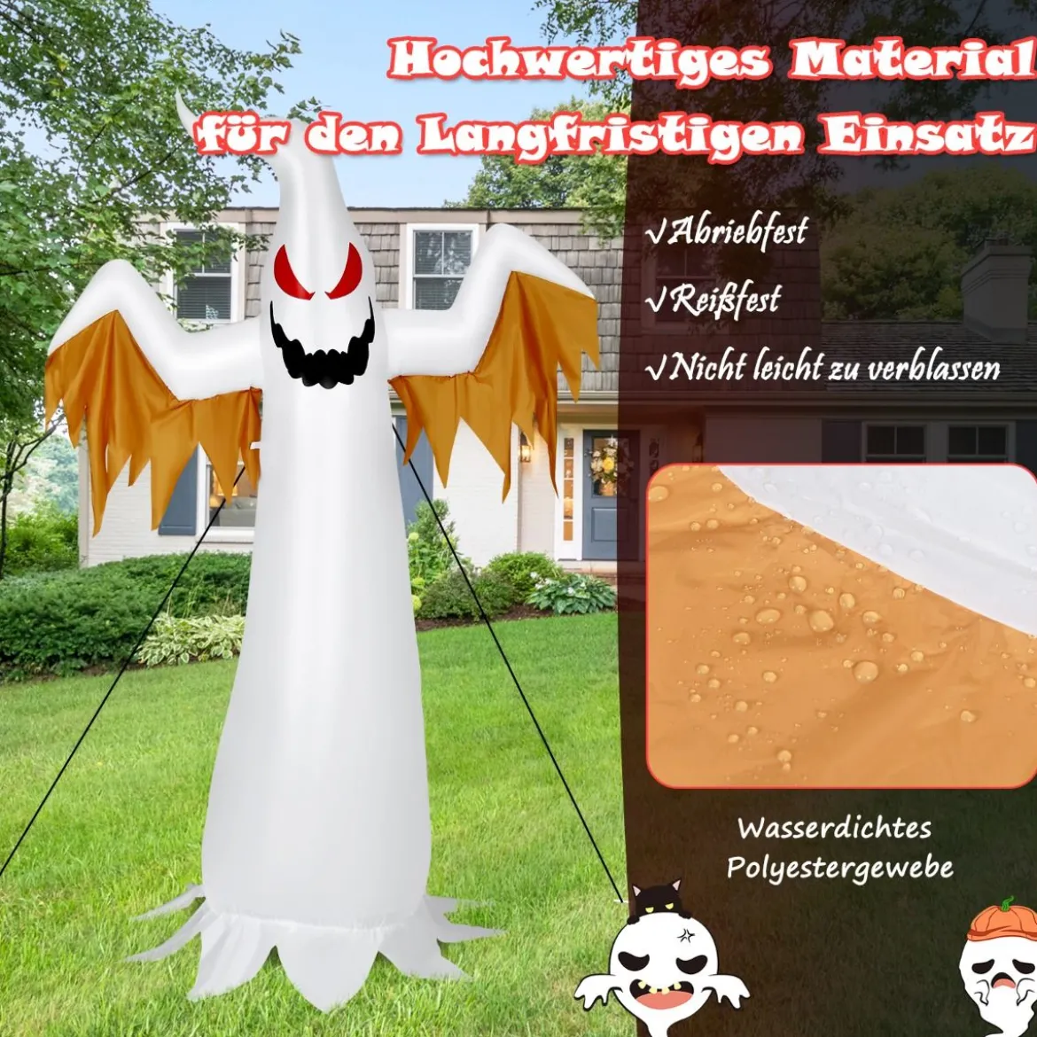 180cm hoher aufblasbarer Geist für Halloween aufblasbare Halloween-Dekoration mit leuchtend LED-Lichtern