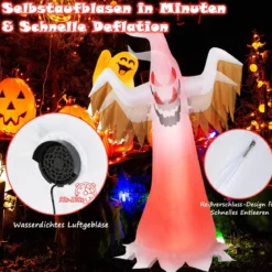 180cm hoher aufblasbarer Geist für Halloween aufblasbare Halloween-Dekoration mit leuchtend LED-Lichtern
