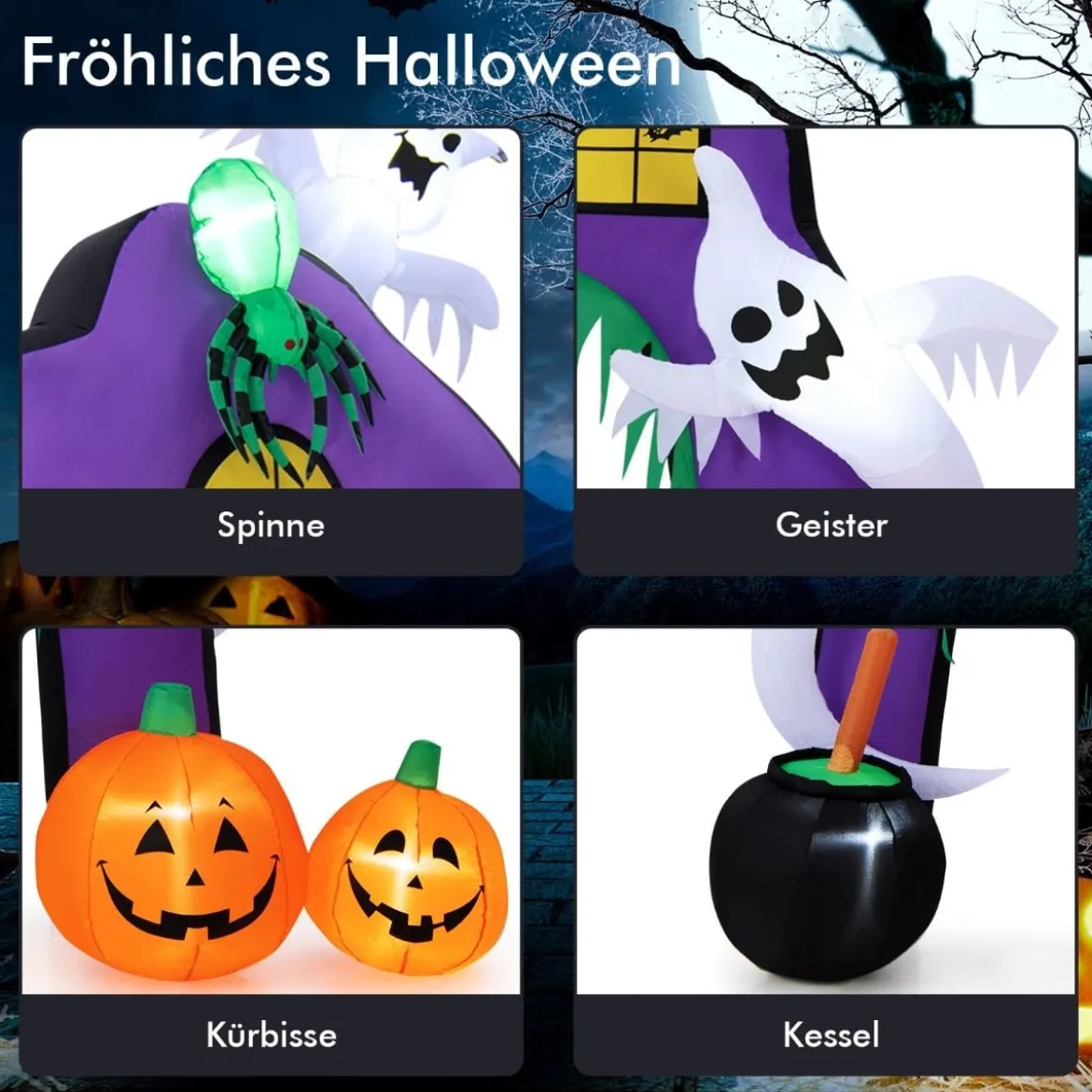 280 cm Hoher Aufblasbarer Halloween-Torbogen Aufblasbares Gruseltor mit Spinne