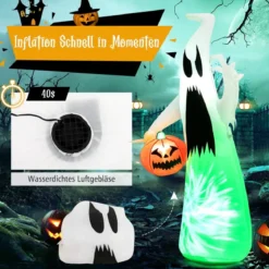 172 cm Hoher Aufblasbarer Halloween-Geist Weißer Geist mit Kürbis für Hof