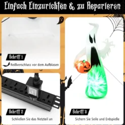 172 cm Hoher Aufblasbarer Halloween-Geist Weißer Geist mit Kürbis für Hof