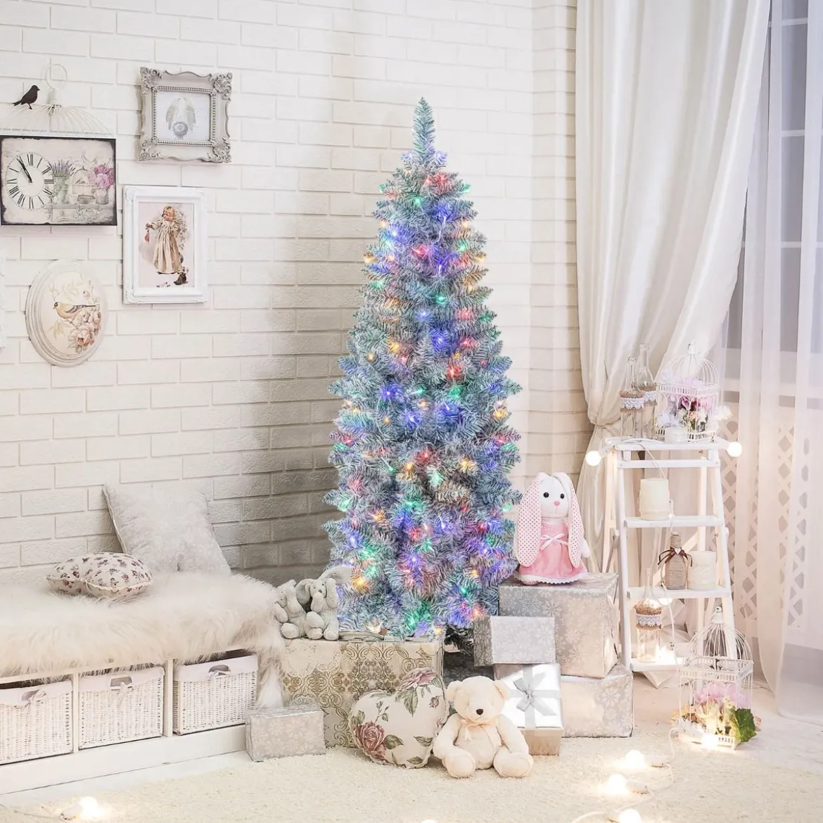 150 cm hoher Beleuchteter Künstlicher Weihnachtsbaum mit LED-Lichtern Grün