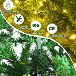 150 cm hoher beleuchteter künstlicher Bleistift-Weihnachtsbaum mit warmweißen Leuchte Grün