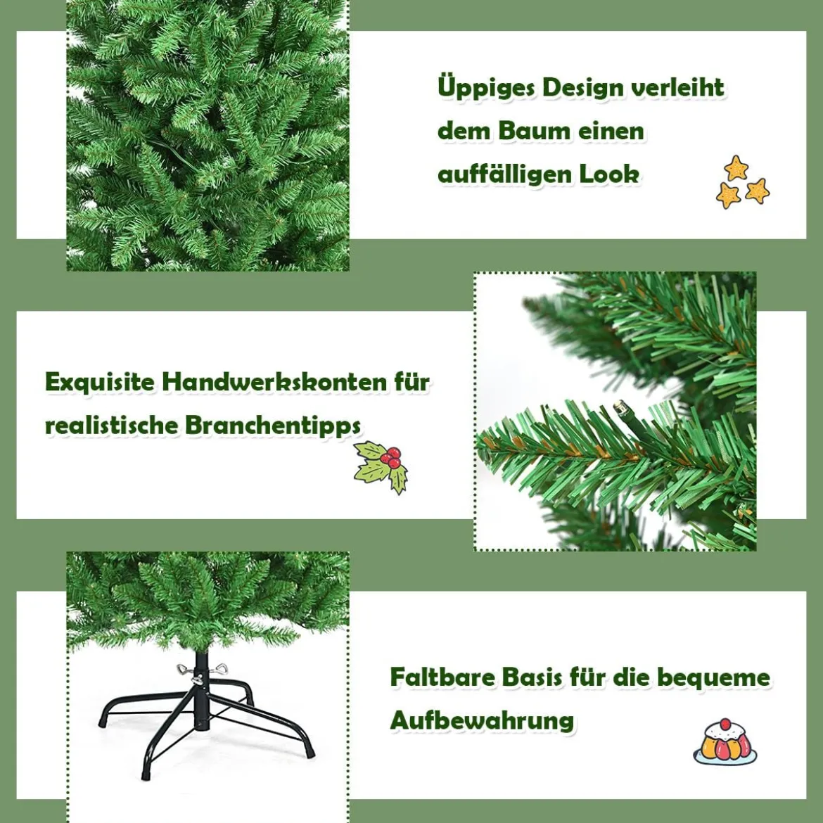 150 cm hoher beleuchteter künstlicher Bleistift-Weihnachtsbaum mit warmweißen Leuchte Grün