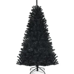 180 cm hoher beleuchteter schwarzer Weihnachtsbaum mit 250 lila LED-Lichtern für Feiertage