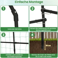 230 cm Hoher Gartenbogen für Kletterpflanzen mit PE-beschichteter Metallstruktur Rankhilfe