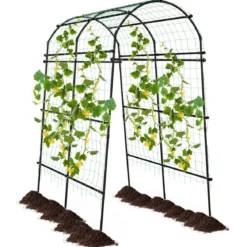230 cm Hoher Gartenbogen für Kletterpflanzen mit PE-beschichteter Metallstruktur Rankhilfe