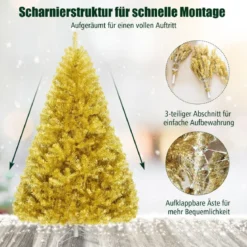180 cm hoher goldener Weihnachtsbaum künstlicher Lametta-Weihnachtsbaum Champagnerfarben