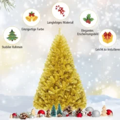 180 cm hoher goldener Weihnachtsbaum künstlicher Lametta-Weihnachtsbaum Champagnerfarben