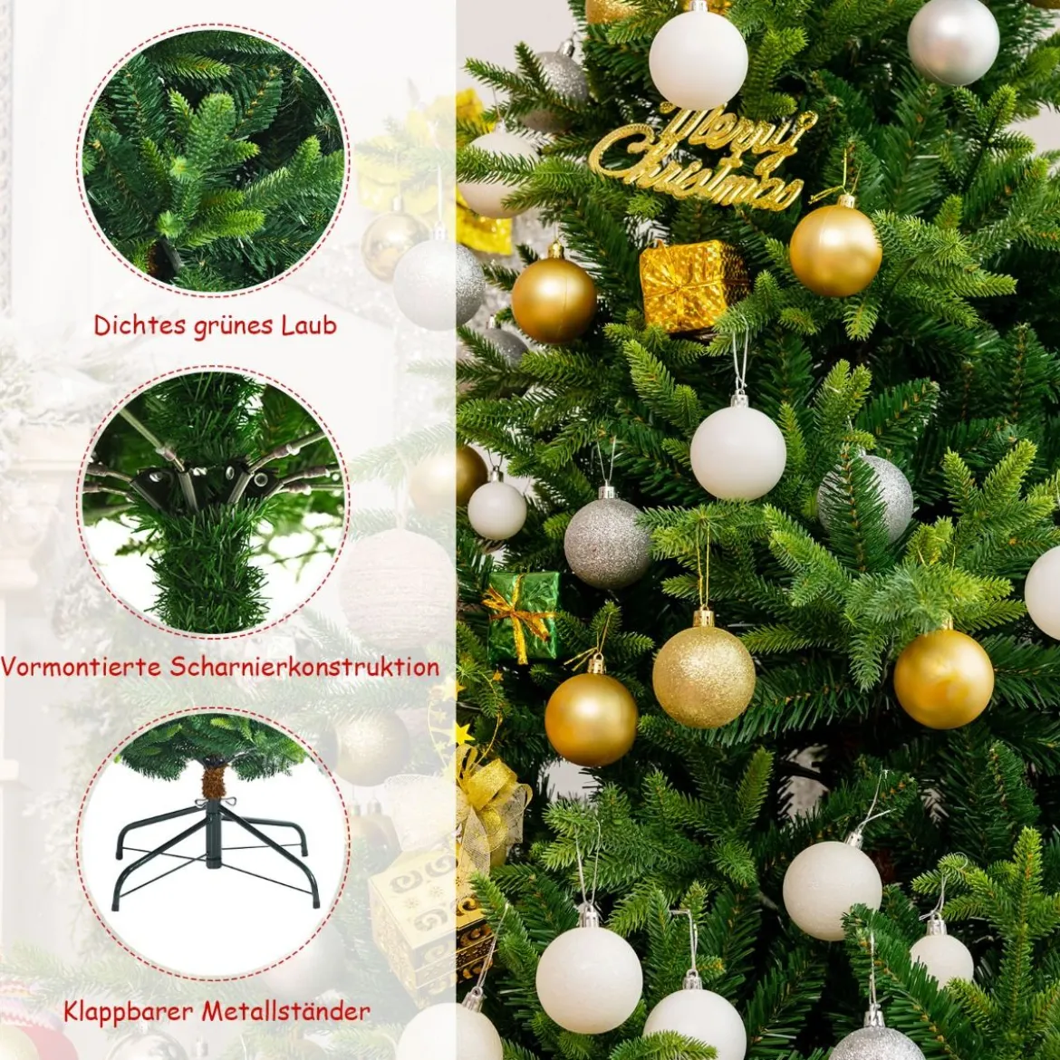 180 cm hoher grüner Klapp-Weihnachtsbaum künstlicher Tannenbaum aus neuem PVC und PE Grün