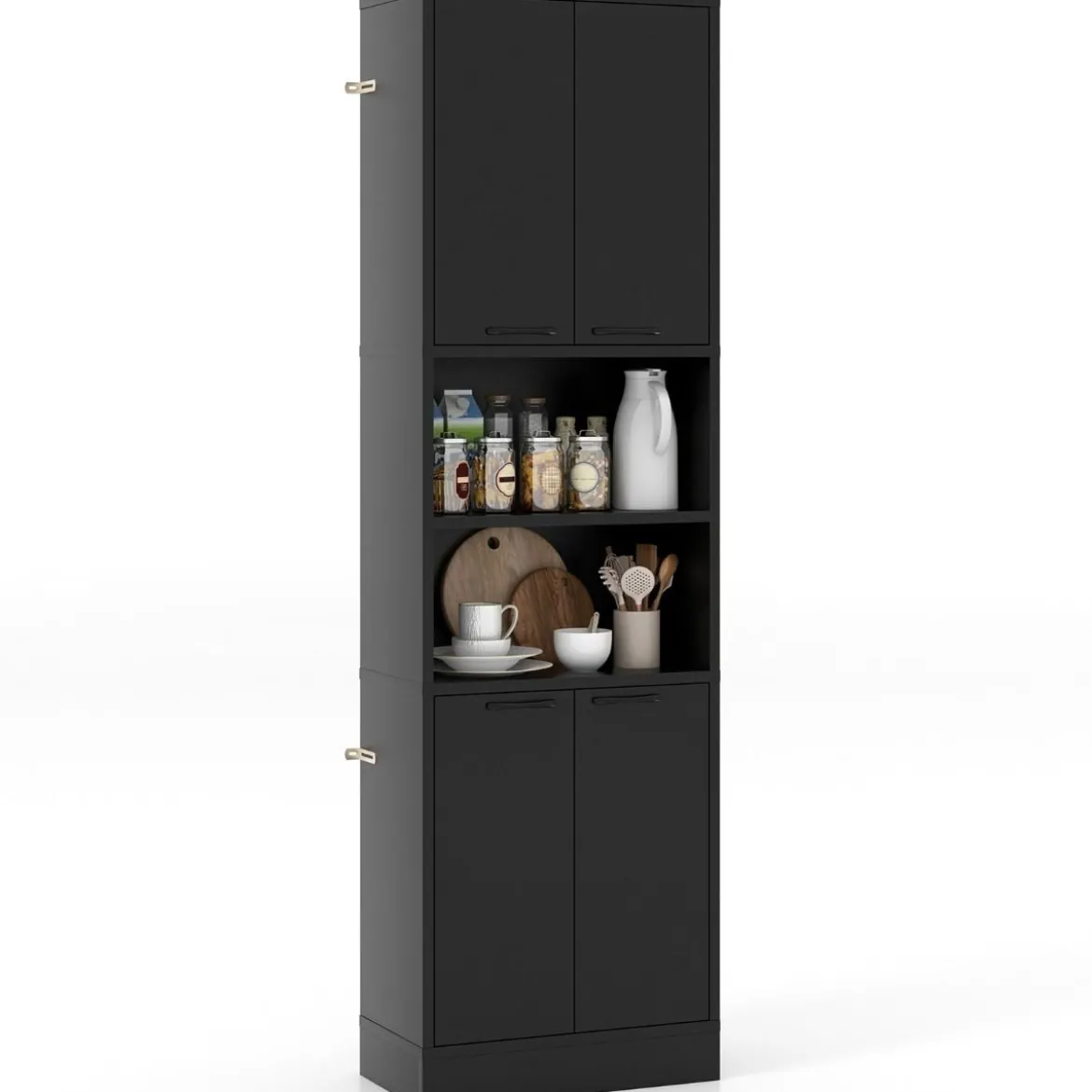 190 cm Hoher Küchenschrank mit Türen & Regalen Sideboard Hochschrank 56 x 30 x 190 cm