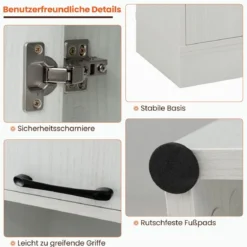 190 cm Hoher Küchenschrank mit Türen & Regalen Sideboard Hochschrank 56 x 30 x 190 cm