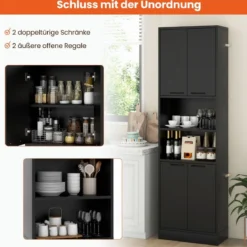 190 cm Hoher Küchenschrank mit Türen & Regalen Sideboard Hochschrank 56 x 30 x 190 cm