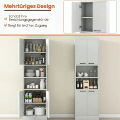 190 cm Hoher Küchenschrank mit Türen & Regalen Sideboard Hochschrank 56 x 30 x 190 cm