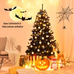 180 cm hoher künstlicher klappbarer Halloween-Weihnachtsbaum PVC Spitzen Schwarz