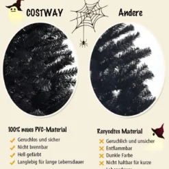 180 cm hoher künstlicher klappbarer Halloween-Weihnachtsbaum PVC Spitzen Schwarz