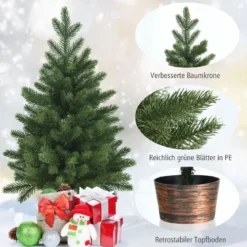 60 cm hoher künstlicher Tischbaum unbeleuchteter künstlicher Weihnachtsbaum Grün