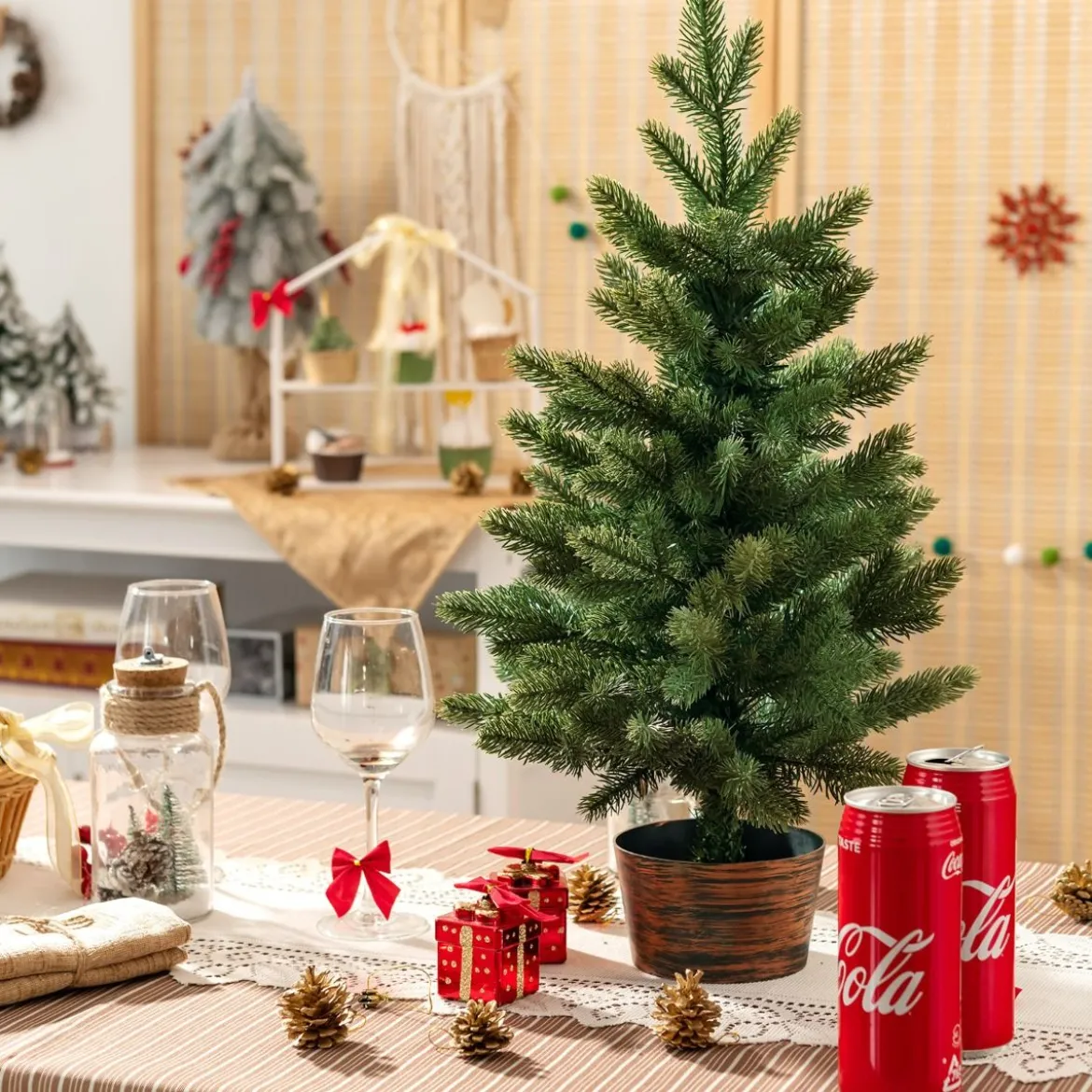 60 cm hoher künstlicher Tischbaum unbeleuchteter künstlicher Weihnachtsbaum Grün