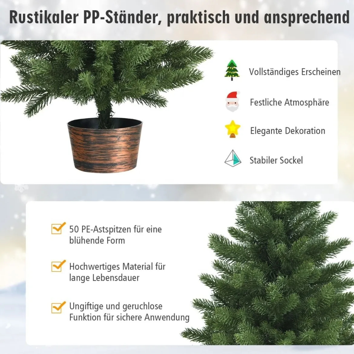 60 cm hoher künstlicher Tischbaum unbeleuchteter künstlicher Weihnachtsbaum Grün