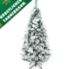 150 cm hoher künstlicher verschneiter Bleistift-Weihnachtsbaum mit weißen Beeren & Weihnachtssternen