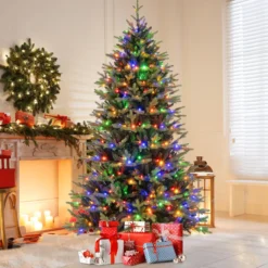 210 cm hoher künstlicher Weihnachtsbaum Christbaum mit 1646 Zweigspitzen 470 LED-Lichtern Grün
