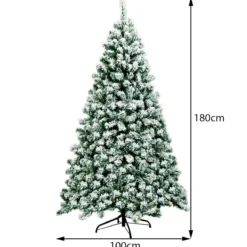 180 cm hoher künstlicher Weihnachtsbaum mit warmen LED-Leuchten Weihnachtsbaum Grün + Weiß