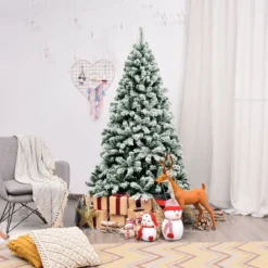 180 cm hoher künstlicher Weihnachtsbaum mit warmen LED-Leuchten Weihnachtsbaum Grün + Weiß