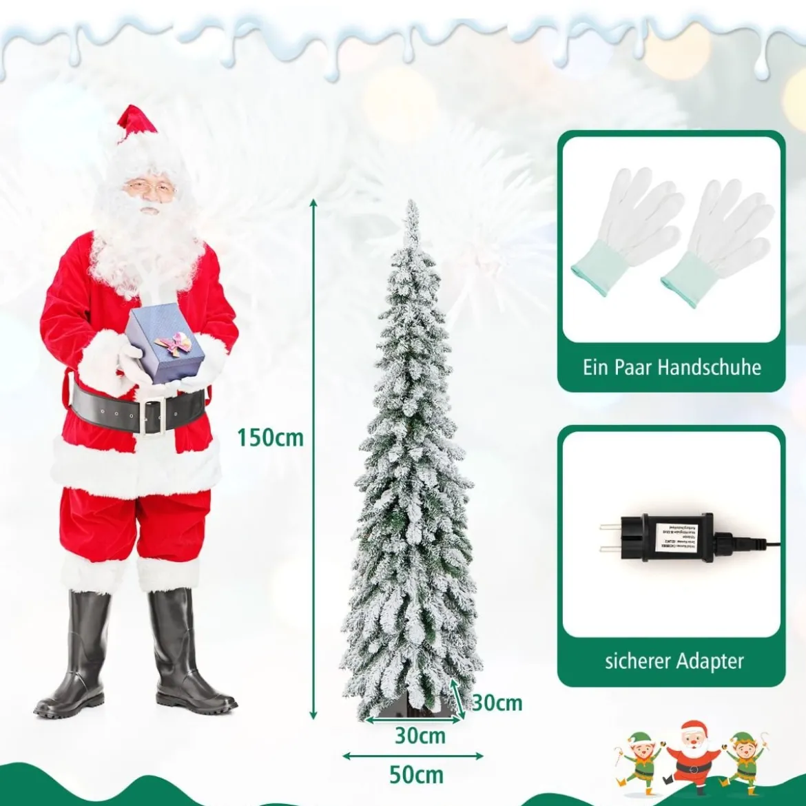 150 cm Hoher künstlicher Weihnachtsbaum mit 334 PVC-Astspitzen 150 LED-Lichtern