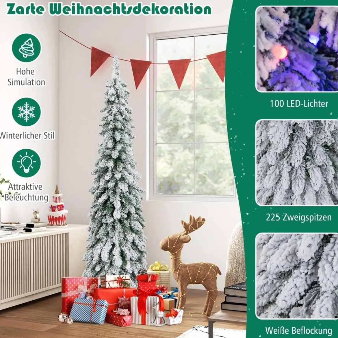 150 cm Hoher künstlicher Weihnachtsbaum mit 334 PVC-Astspitzen 150 LED-Lichtern