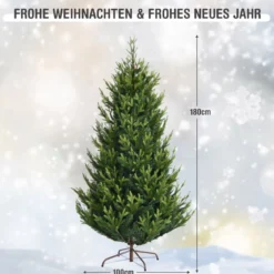 180 cm hoher künstlicher Weihnachtsbaum Tannenbaum Kunstbaum mit klappbarer Metallständer
