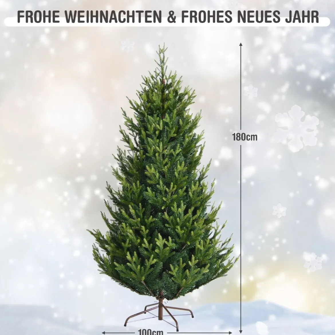 180 cm hoher künstlicher Weihnachtsbaum Tannenbaum Kunstbaum mit klappbarer Metallständer