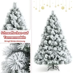 80 cm hoher künstlicher Weihnachtsbaum mit schneebedeckten Zweigen & klappbarem Metallständer