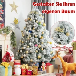 80 cm hoher künstlicher Weihnachtsbaum mit schneebedeckten Zweigen & klappbarem Metallständer