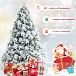 80 cm hoher künstlicher Weihnachtsbaum mit schneebedeckten Zweigen & klappbarem Metallständer