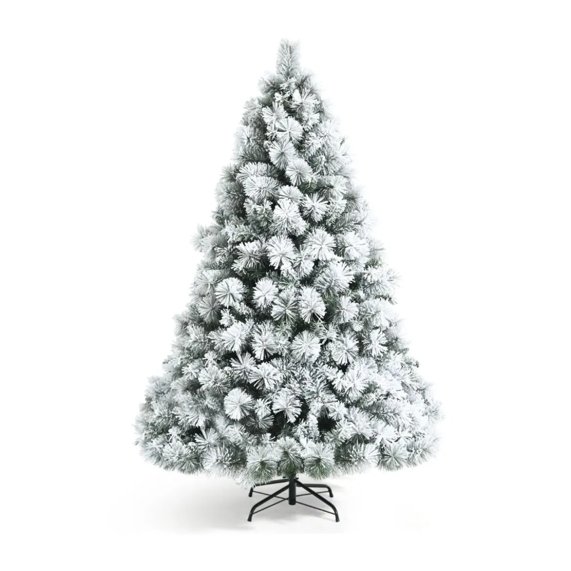 80 cm hoher künstlicher Weihnachtsbaum mit schneebedeckten Zweigen & klappbarem Metallständer