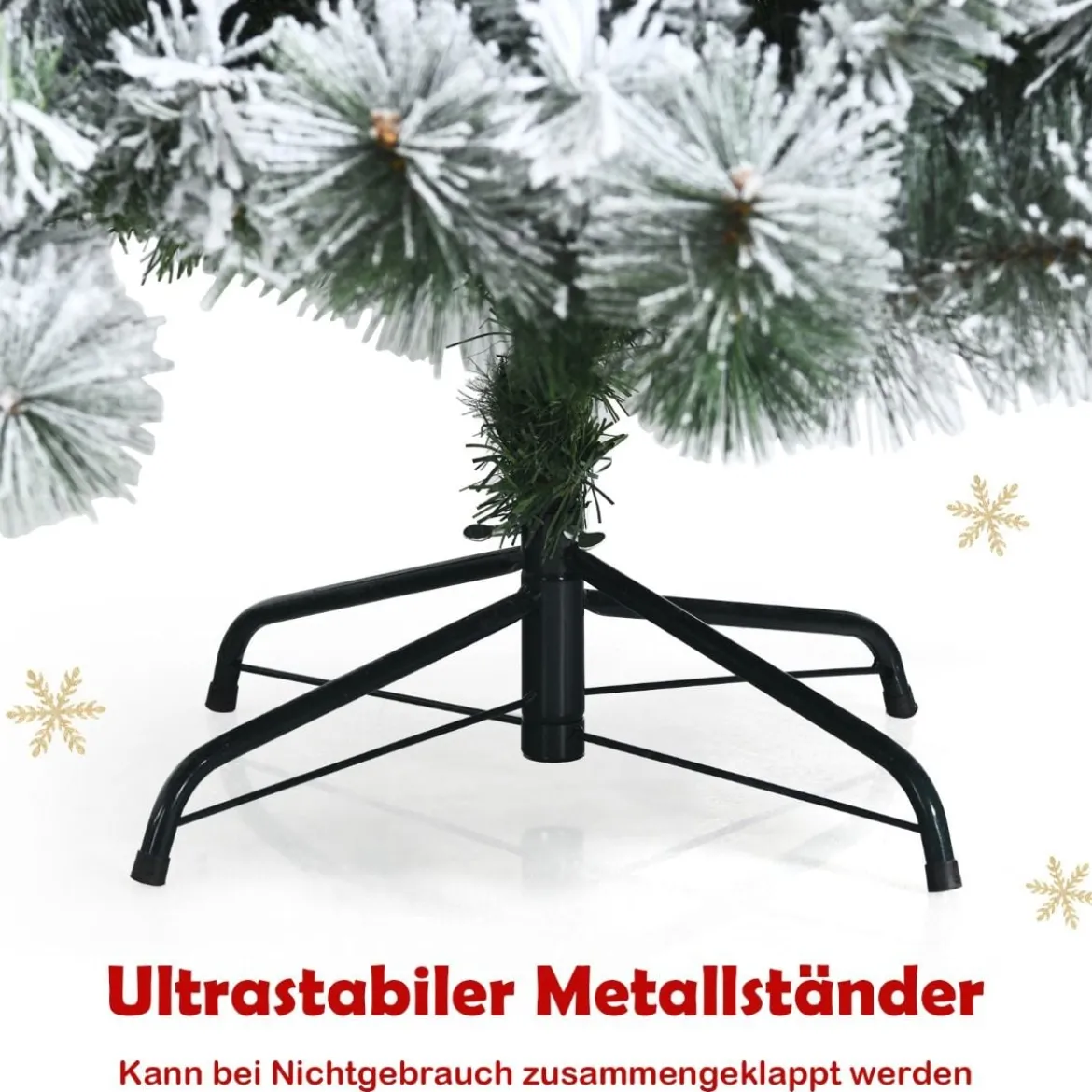 80 cm hoher künstlicher Weihnachtsbaum mit schneebedeckten Zweigen & klappbarem Metallständer