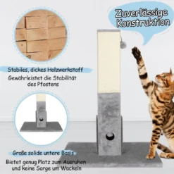 79 cm Hoher Kratzbaum Vertikaler Katzenbaum mit Weichem Plüsch Grau