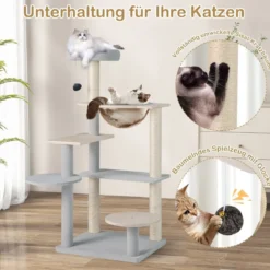 113 cm Hoher Moderner Kratzbaum mit Abnehmbarer & Gepolsterter Aussichtsplattform Kletterbaum